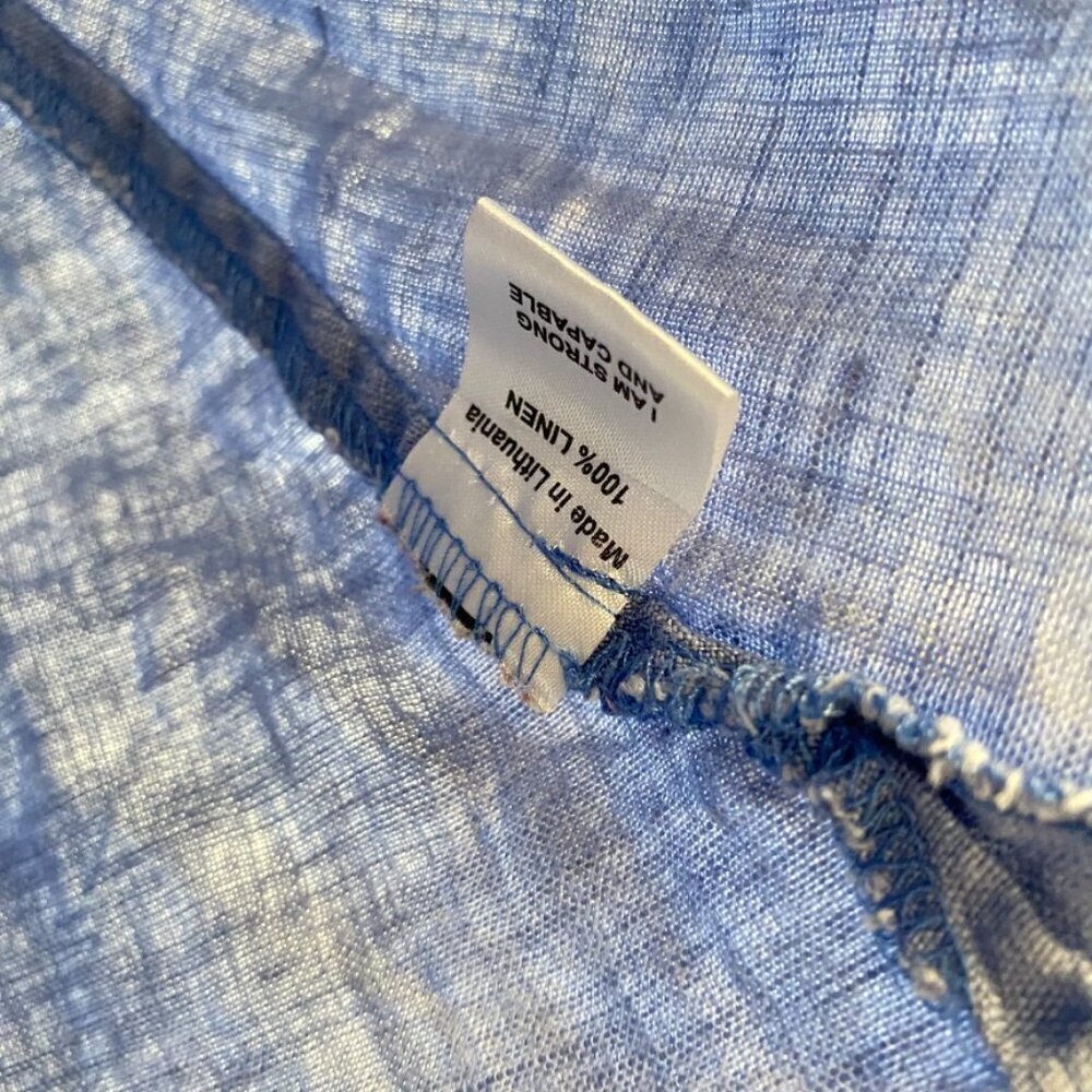 Flax 100% Linen Blue Sleeveless Top - Picture 6 of 11